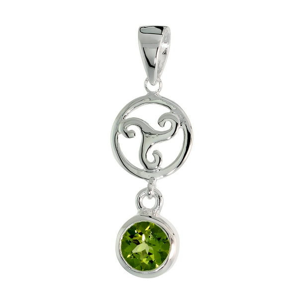 1 1/4 inch Long Sterling Silver Genuine Gemstone Celtic Triskelion Pendant Flawless Finish 1 1/4 inch Long Sterling Silver Genuine Gemstone Celtic Triskelion Pendant Flawless Finish
